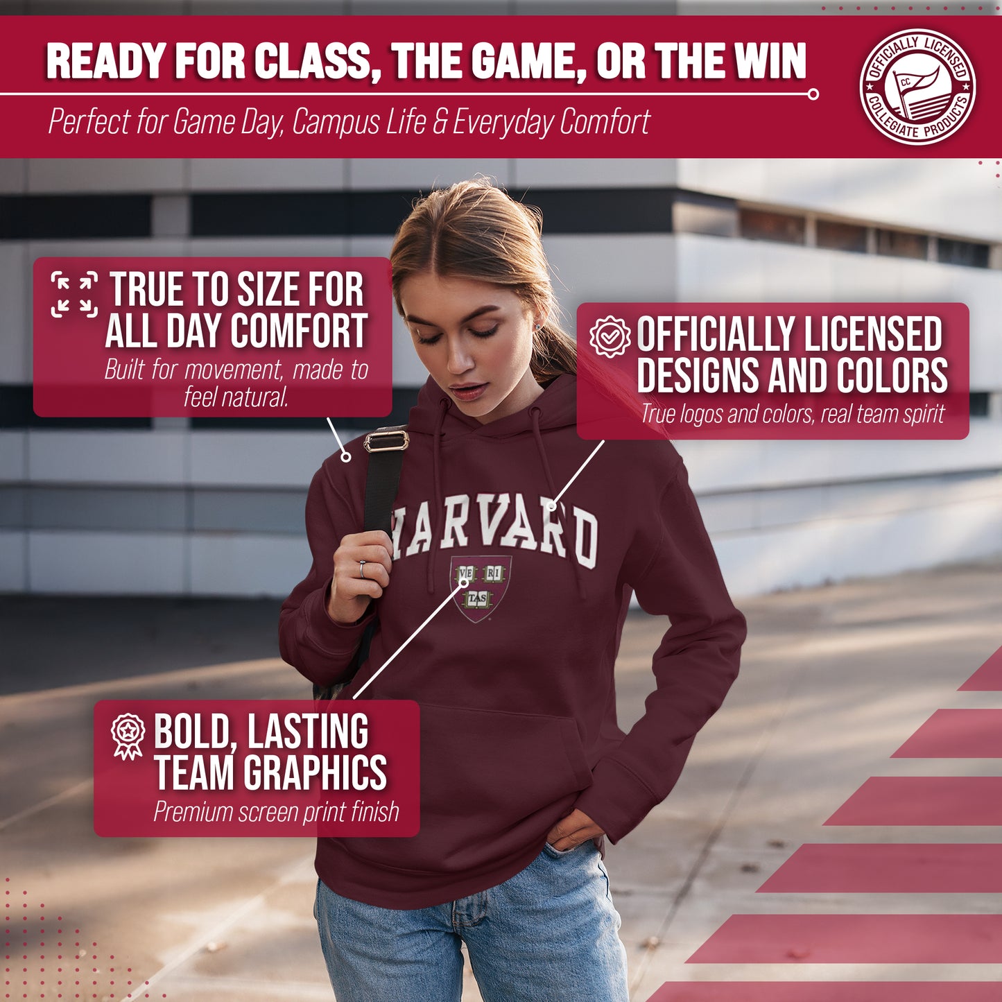 Harvard Crimson Campus Colors Adult Arch & Logo Soft Style Gameday Hooded Sweatshirt  - Maroon