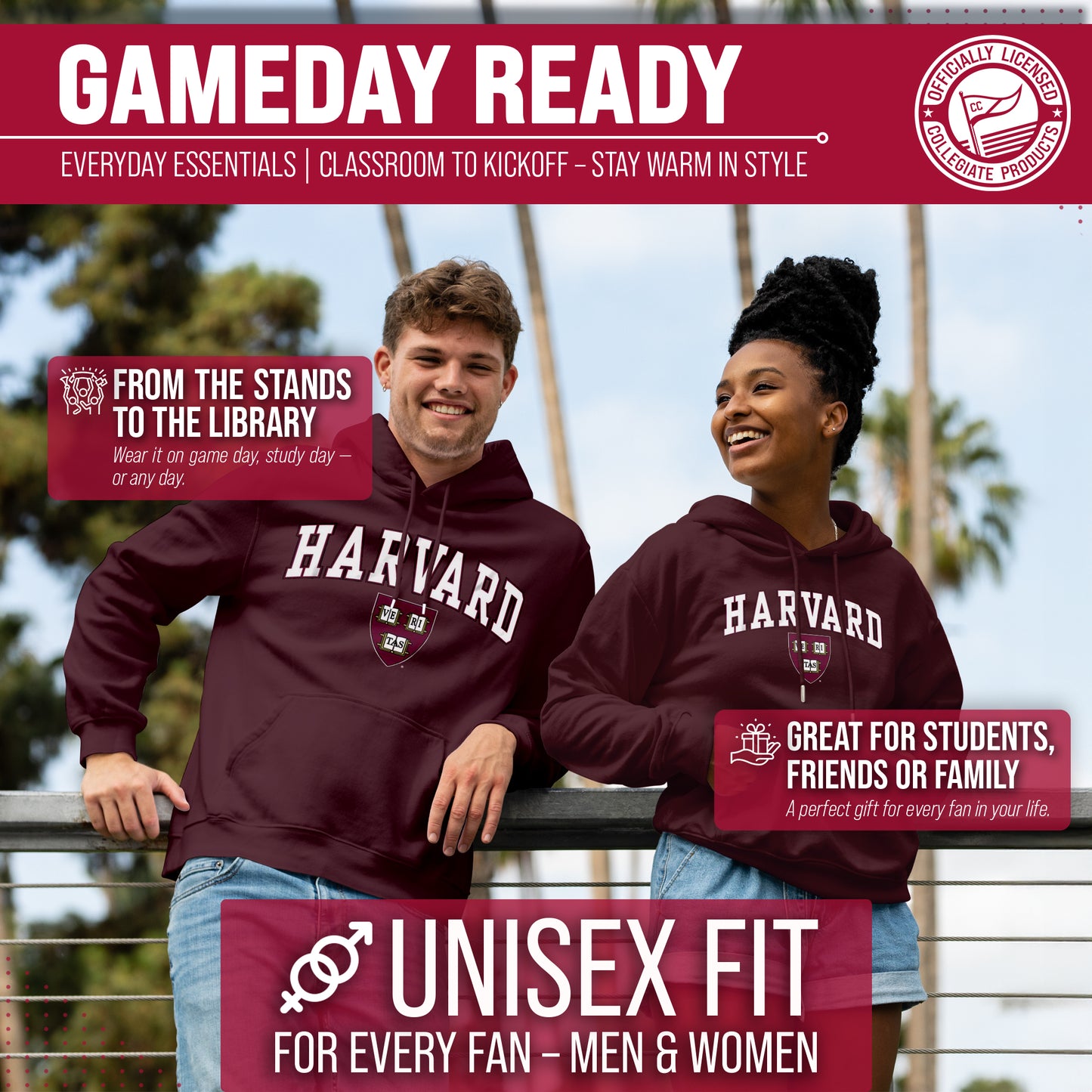 Harvard Crimson Campus Colors Adult Arch & Logo Soft Style Gameday Hooded Sweatshirt  - Maroon