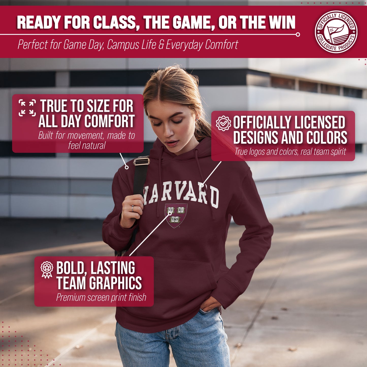 Harvard Crimson Campus Colors Adult Arch & Logo Soft Style Gameday Hooded Sweatshirt  - Maroon
