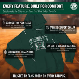 Hawaii Rainbow Warriors Adult Arch & Logo Soft Style Gameday Hooded Sweatshirt - Green