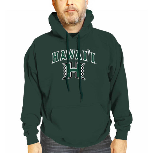 Hawaii Rainbow Warriors Adult Arch & Logo Soft Style Gameday Hooded Sweatshirt - Green