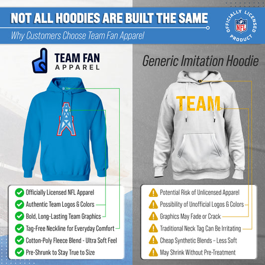 Houston Oilers NFL Adult Unisex Modern Throwback Ultra Soft Fleece Hooded Sweatshirt - Light Blue