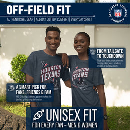 Houston Texans NFL Adult Distressed Helmet Tag-Less T-Shirt - Navy Heather