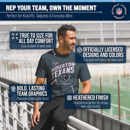 Houston Texans NFL Adult Distressed Helmet Tag-Less T-Shirt - Navy Heather