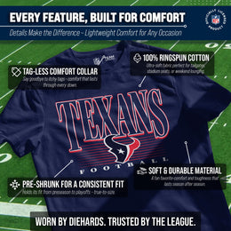 Houston Texans NFL Adult Overtime Blueprint Tag-Less T-Shirt - Navy