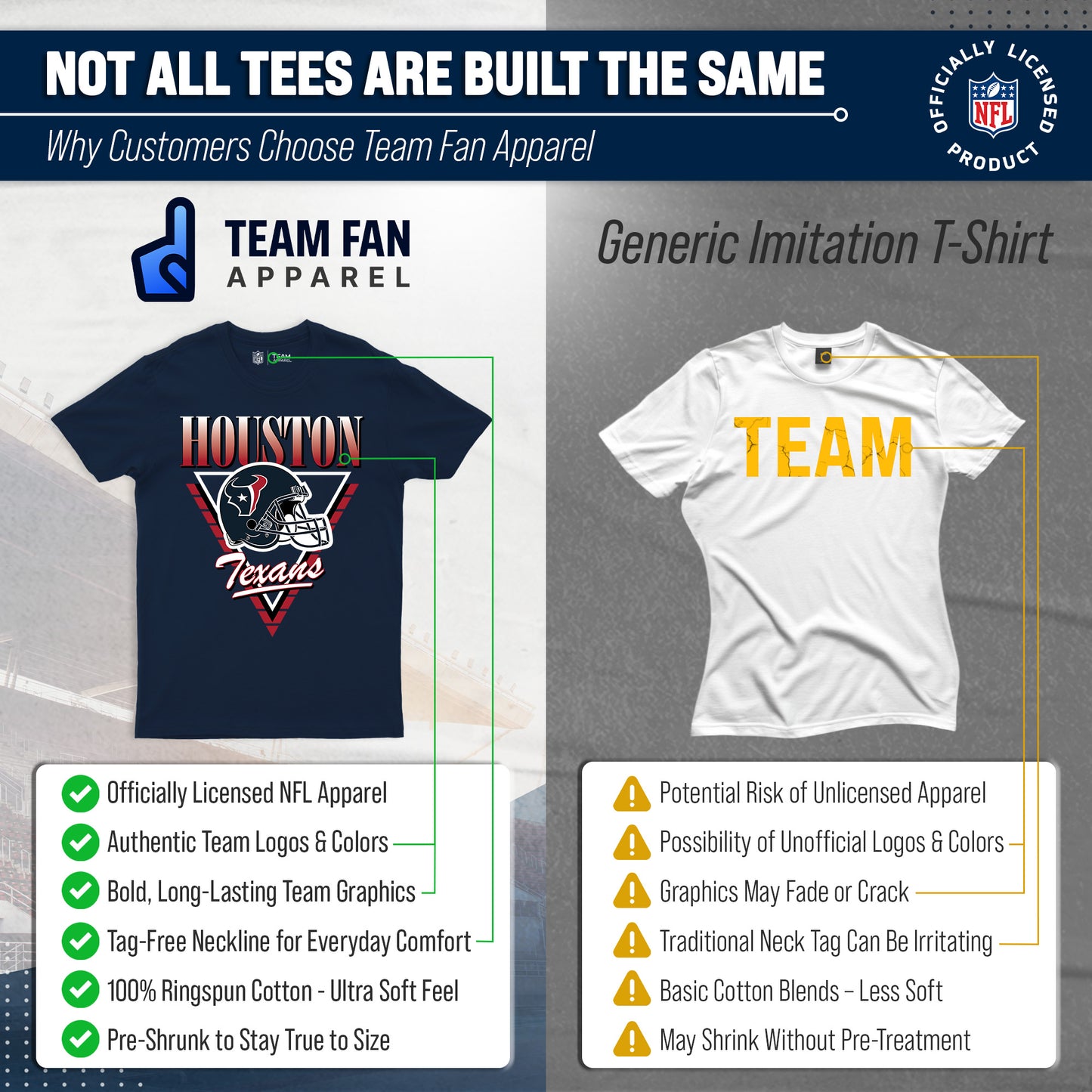 Houston Texans NFL Adult Retro Triangle Unisex T-Shirt - Navy