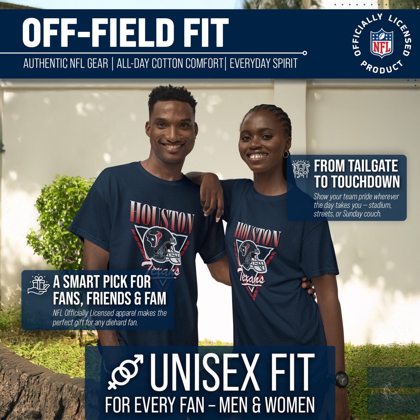 Houston Texans NFL Adult Retro Triangle Unisex T-Shirt - Navy