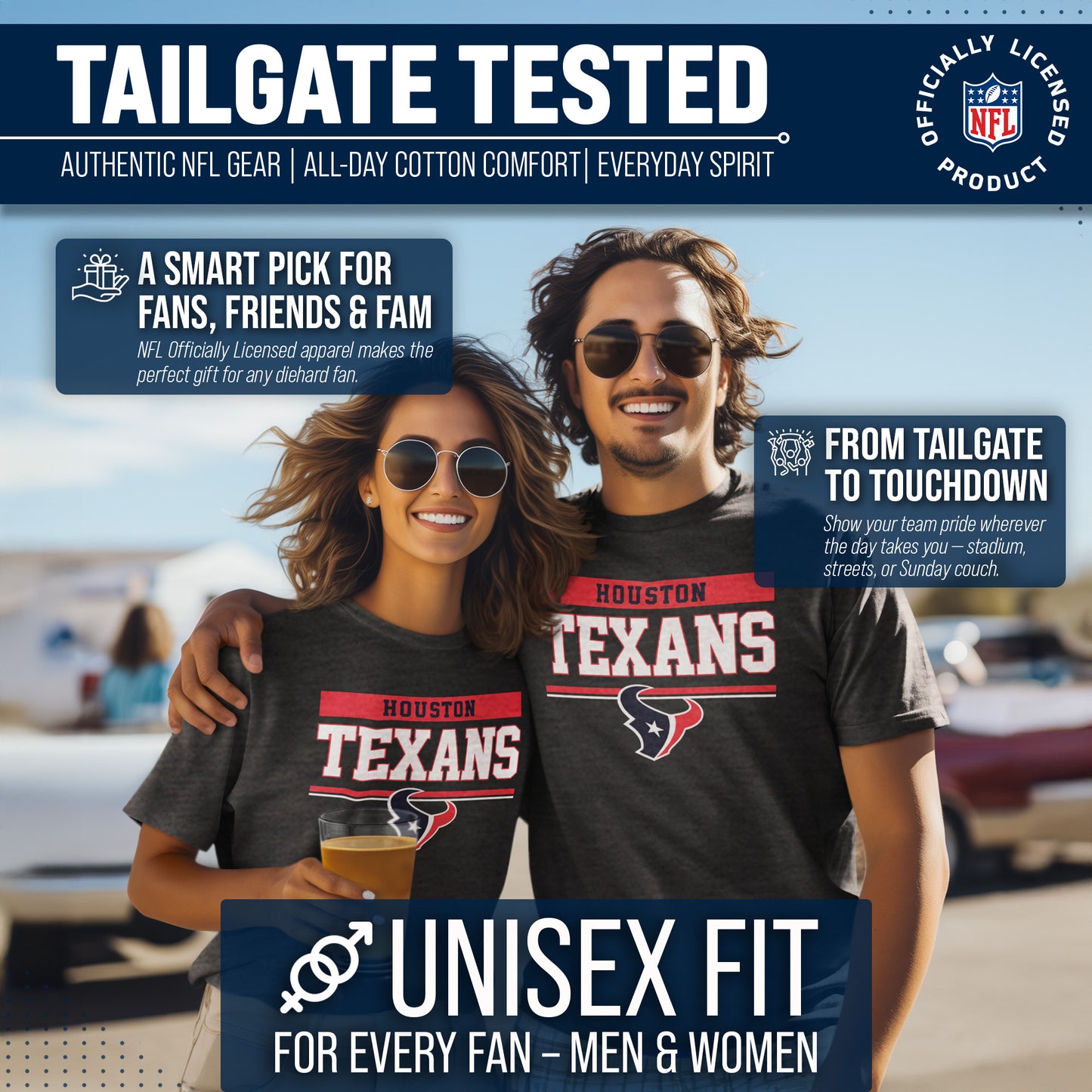 Houston Texans NFL Adult Team Block Tagless T-Shirt - Charcoal