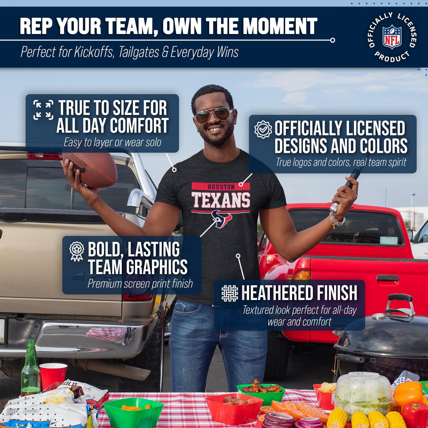 Houston Texans NFL Adult Team Block Tagless T-Shirt - Charcoal