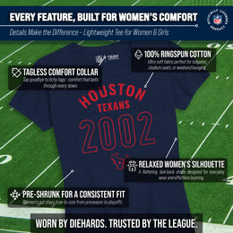 Houston Texans NFL Womens Big Date Tag-Less T-Shirt - Navy