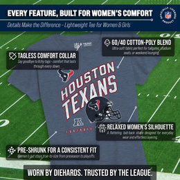 Houston Texans NFL Womens Distressed Helmet Tag-Less Soft T-Shirt - Blue Heather