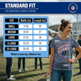 Houston Texans NFL Womens Distressed Helmet Tag-Less Soft T-Shirt - Blue Heather