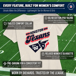 Houston Texans NFL Womens Vintage Charm Tag-Less Soft T-Shirt - Birch