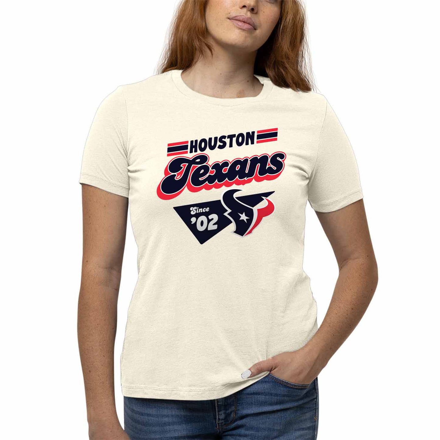 Houston Texans NFL Womens Vintage Charm Tag-Less Soft T-Shirt - Birch