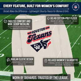 Houston Texans NFL Womens Vintage Charm Slouchy Crewneck - Birch