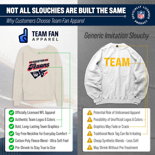 Houston Texans NFL Womens Vintage Charm Slouchy Crewneck - Birch