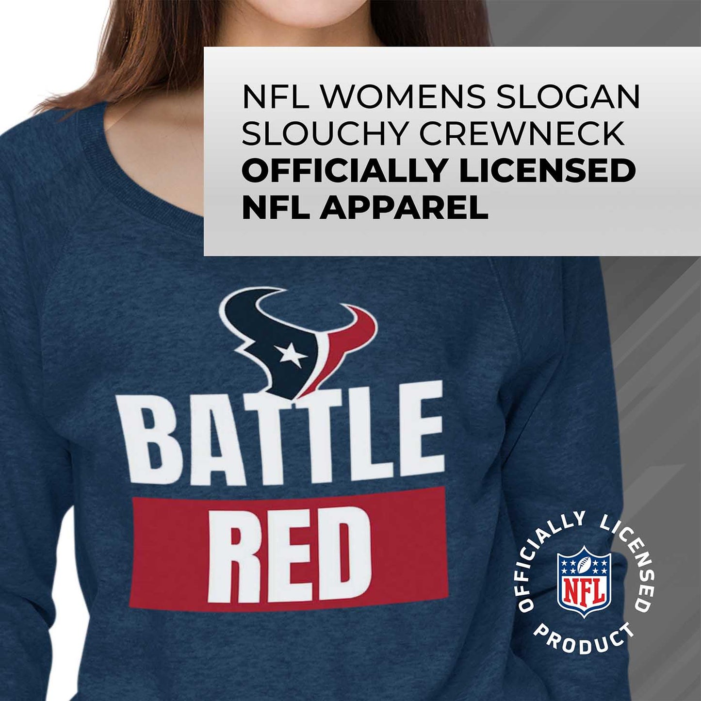 Houston Texans NFL Womens Team Slogan Crew Neck - Navy