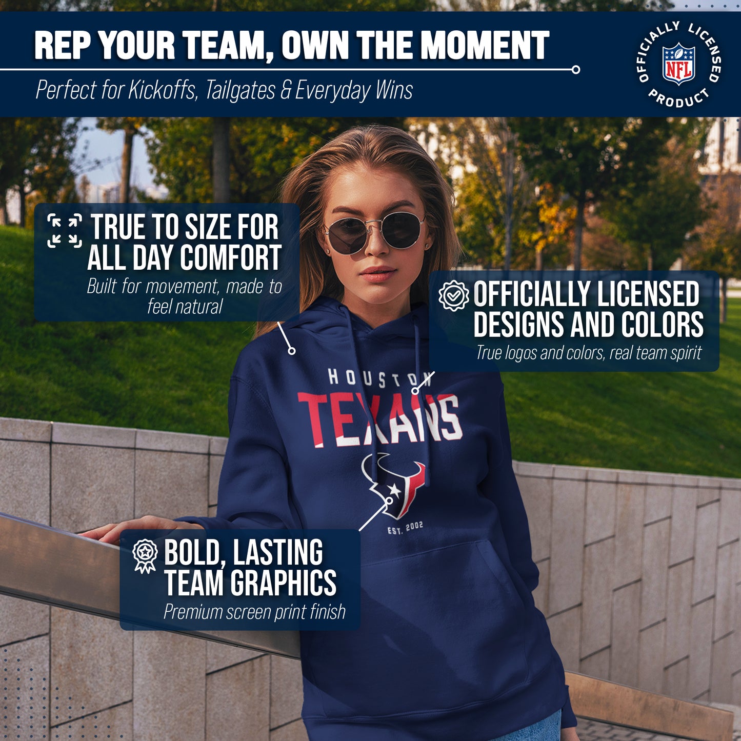 Houston Texans Adult NFL Diagonal Fade Fleece Hooded Sweatshirt - Navy