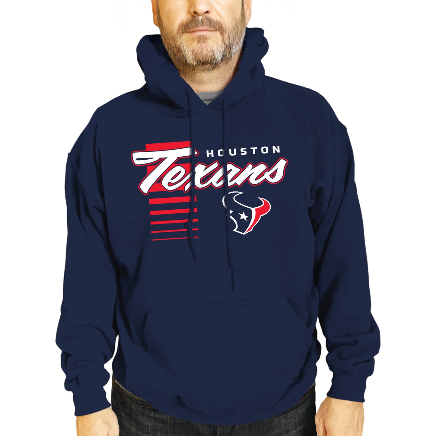 Houston Texans NFL Adult Unisex Retro Script Ultra Soft Fleece Hooded Sweatshirt - Navy