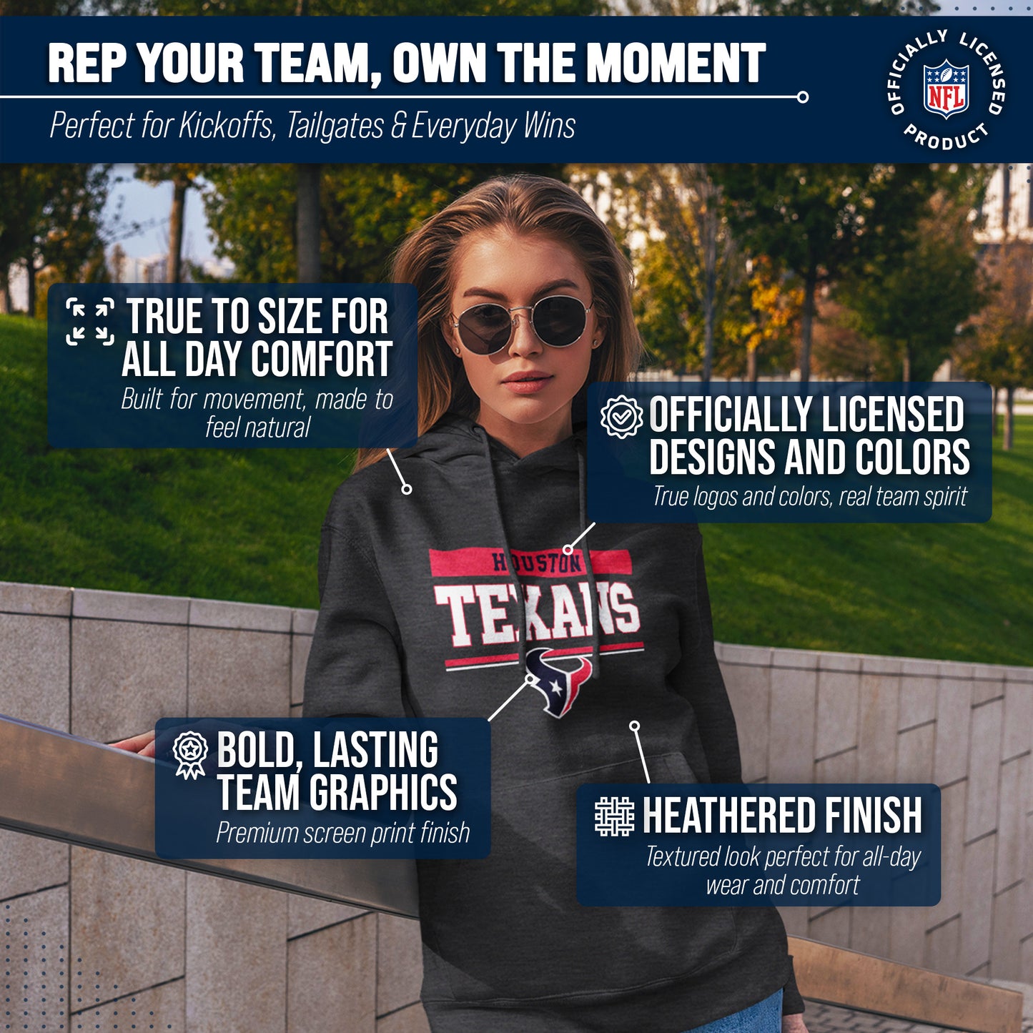 Houston Texans NFL Adult Gameday Charcoal Hooded Sweatshirt - Charcoal