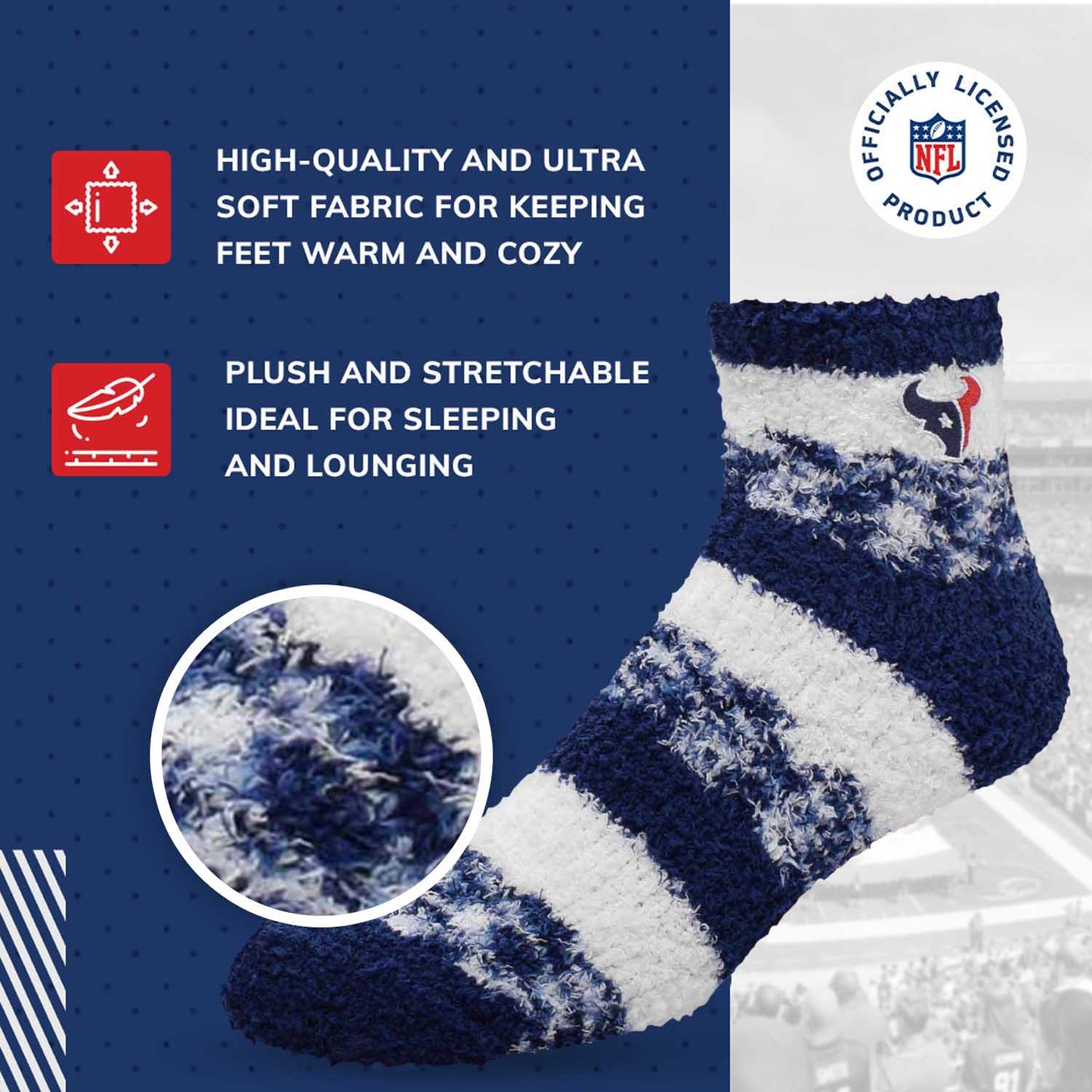 Houston Texans NFL Cozy Soft Slipper Socks - Navy
