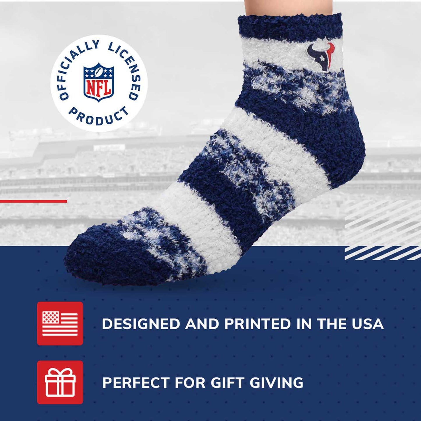 Houston Texans NFL Cozy Soft Slipper Socks - Navy