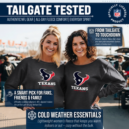Houston Texans Women's NFL Ultimate Fan Logo Slouchy Crewneck -Tagless Fleece Lightweight Pullover - Charcoal