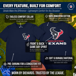 Houston Texans NFL Pro Football Final Countdown Adult Cotton-Poly Short Sleeved T-Shirt For Men & Women - Navy