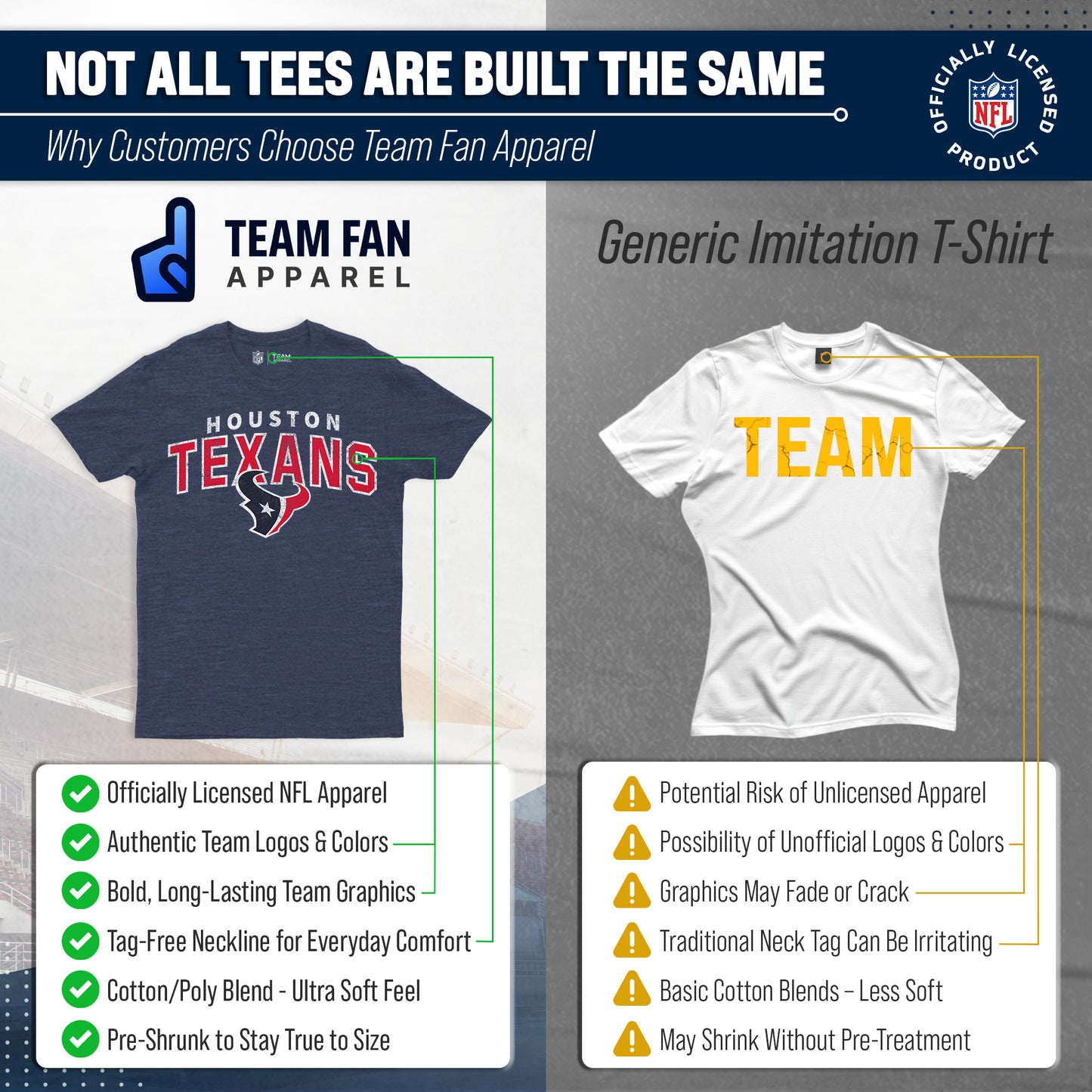 Houston Texans NFL Starting Fresh Short Sleeve Heather T-Shirt - Navy
