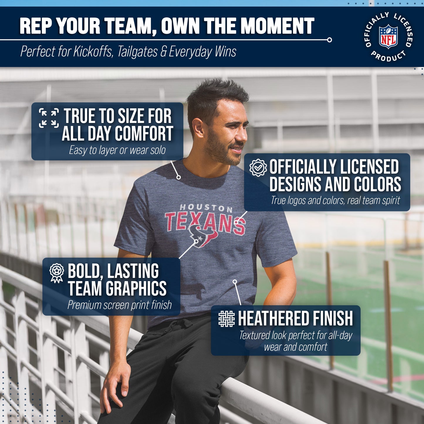 Houston Texans NFL Starting Fresh Short Sleeve Heather T-Shirt - Navy