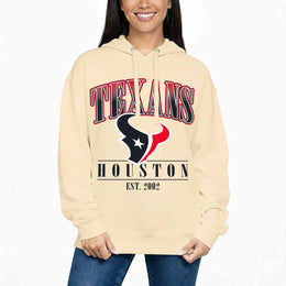 Houston Texans Ladies NFL Starstruck Fleece Pullover Hooded Sweatshirt - Cream
