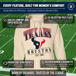 Houston Texans Ladies NFL Starstruck Fleece Pullover Hooded Sweatshirt - Cream