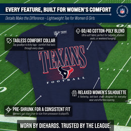 Houston Texans NFL Womens Overtime Blueprint Tag-Less T-Shirt - Navy
