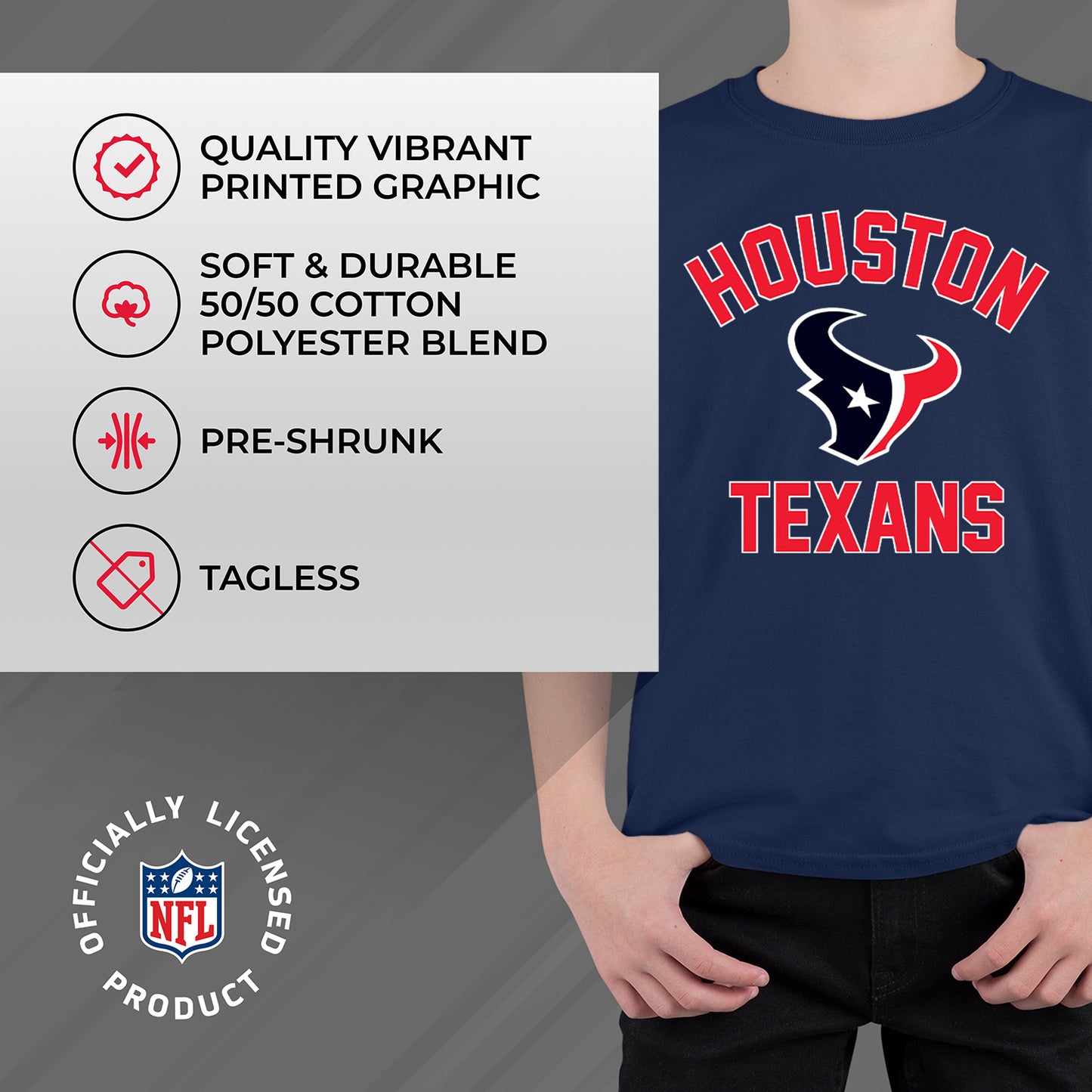 Houston Texans NFL Youth Gameday Football T-Shirt - Navy