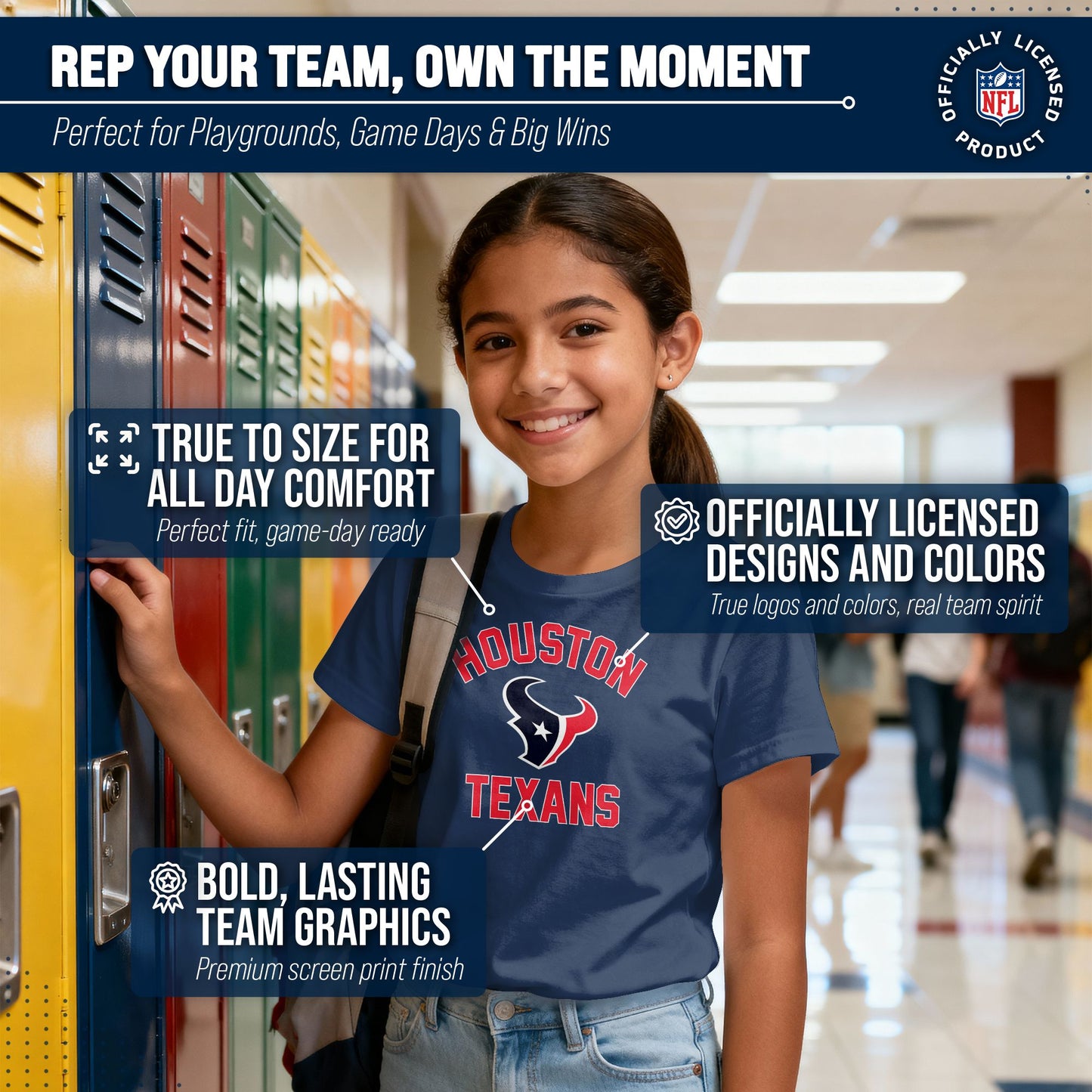 Houston Texans NFL Youth Gameday Football T-Shirt - Navy