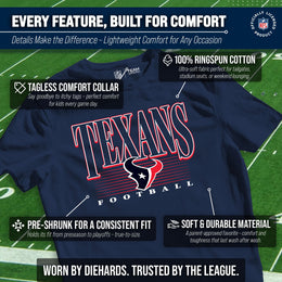 Houston Texans NFL Youth Overtime Blueprint Football T-Shirt Unisex Tag Free Comfortable - Navy