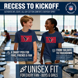 Houston Texans NFL Youth Repeating Logo Football T-Shirt Unisex Tag Free Comfortable - Navy