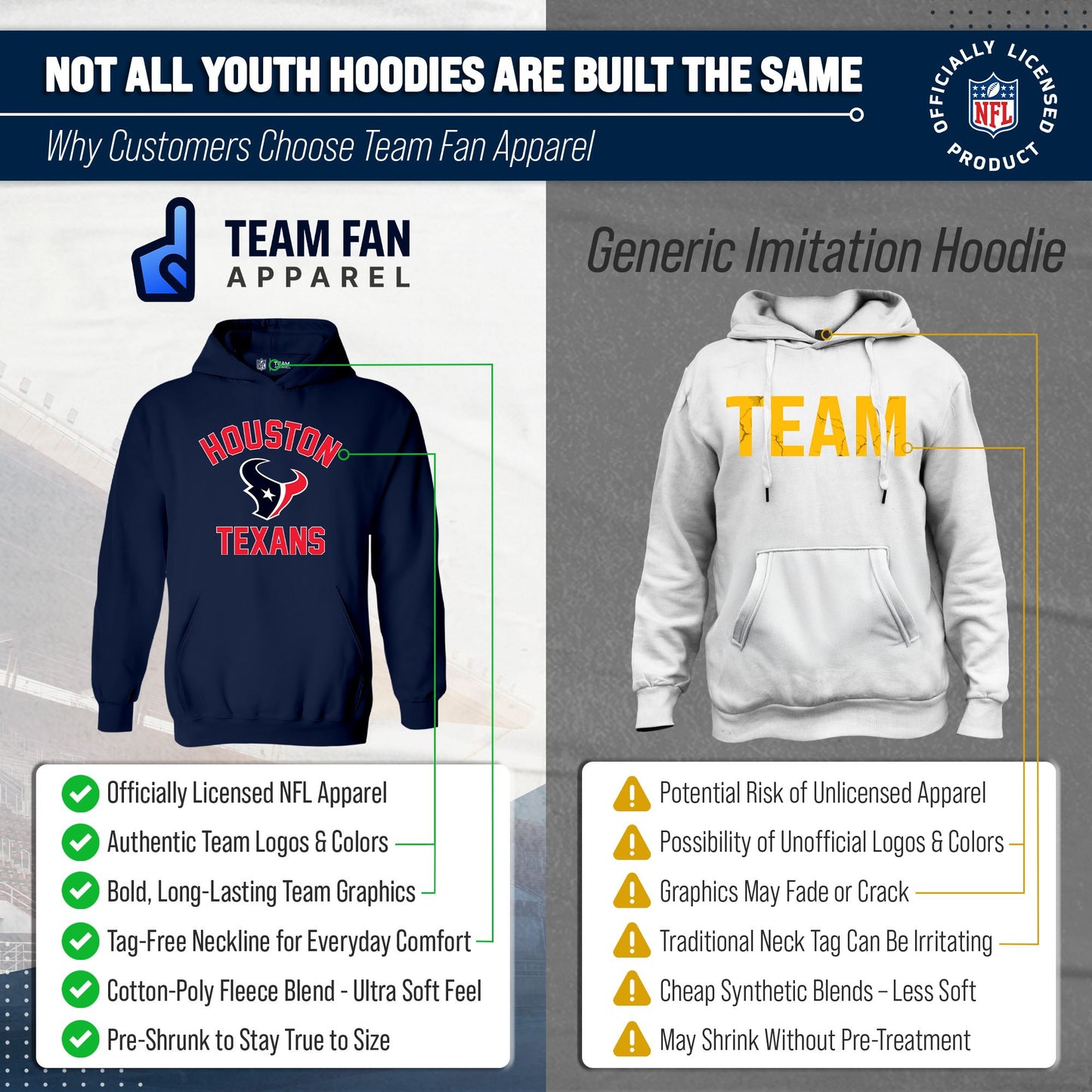 Houston Texans NFL Youth Gameday Hooded Sweatshirt - Navy