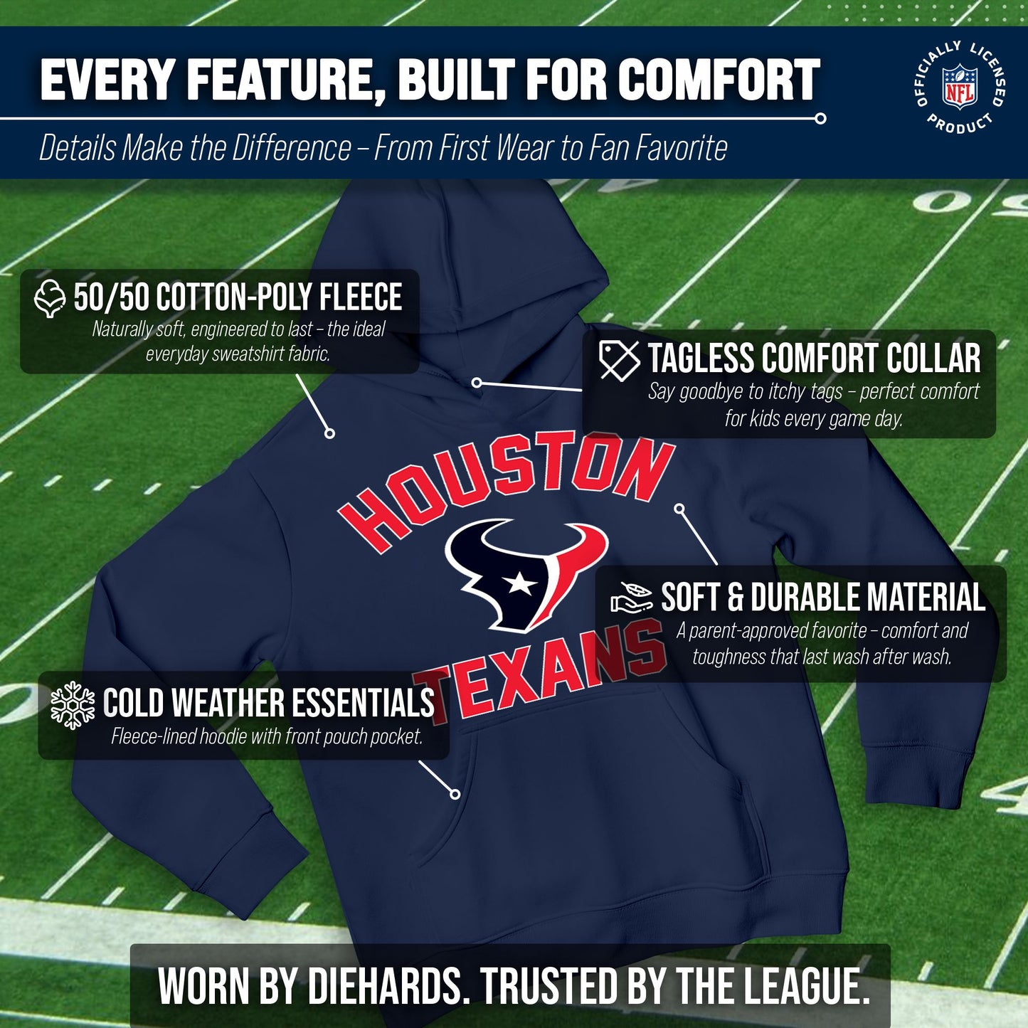 Houston Texans NFL Youth Gameday Hooded Sweatshirt - Navy