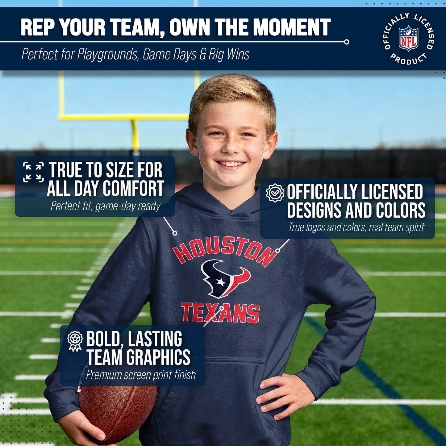 Houston Texans NFL Youth Gameday Hooded Sweatshirt - Navy