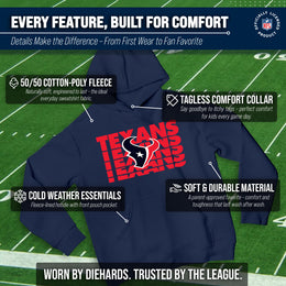 Houston Texans NFL Youth Repeating Logo Football Fleece Hooded Sweatshirt - Navy