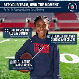 Houston Texans NFL Youth Repeating Logo Football Fleece Hooded Sweatshirt - Navy