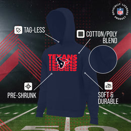 Houston Texans NFL Youth Repeating Logo Football Fleece Hooded Sweatshirt - Navy
