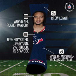 Houston Texans NFL Youth Roster Player Crew Socks - Navy