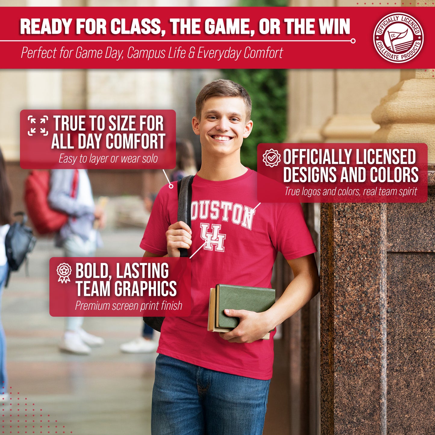 Houston Cougars NCAA Adult Gameday Cotton T-Shirt - Red