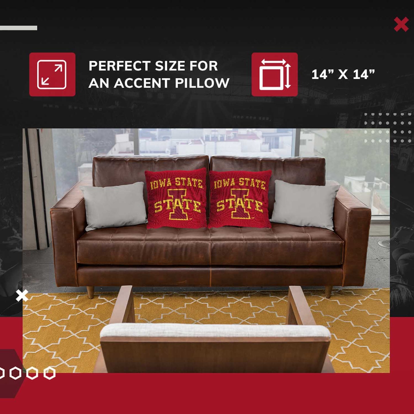 Iowa State Cyclones NCAA Decorative Pillow - Red