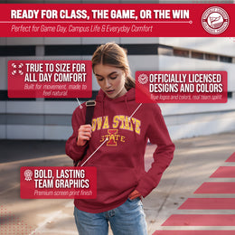 Iowa State Cyclones Campus Colors Adult Arch & Logo Soft Style Gameday Hooded Sweatshirt  - Cardinal