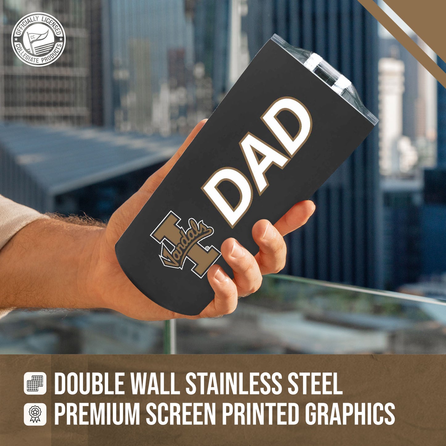 University of Idaho Vandals NCAA Stainless Steel Travel Tumbler for Dad - Black