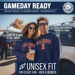 Illinois Fighting Illini Adult Arch & Logo Soft Style Gameday Crewneck Sweatshirt - Navy