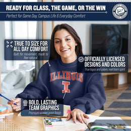 Illinois Fighting Illini Adult Arch & Logo Soft Style Gameday Crewneck Sweatshirt - Navy